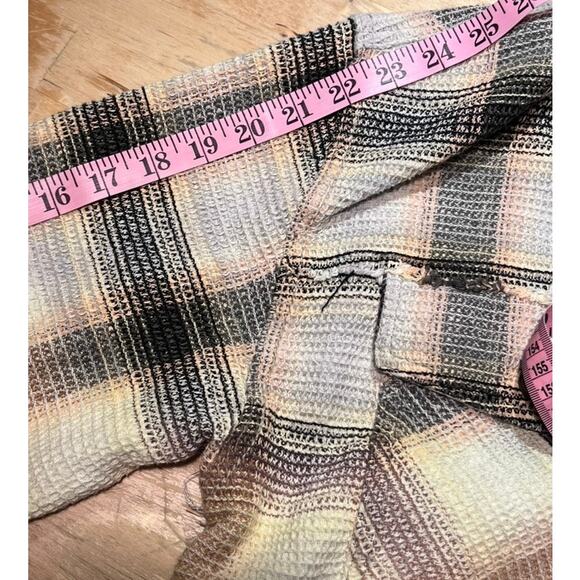 We The Free Anneli Mixed Plaid Shirt Jacket Sz S Oversized Western Boho Layering - Picture 7 of 10